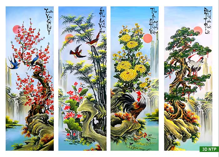 Cách treo tranh tứ quý